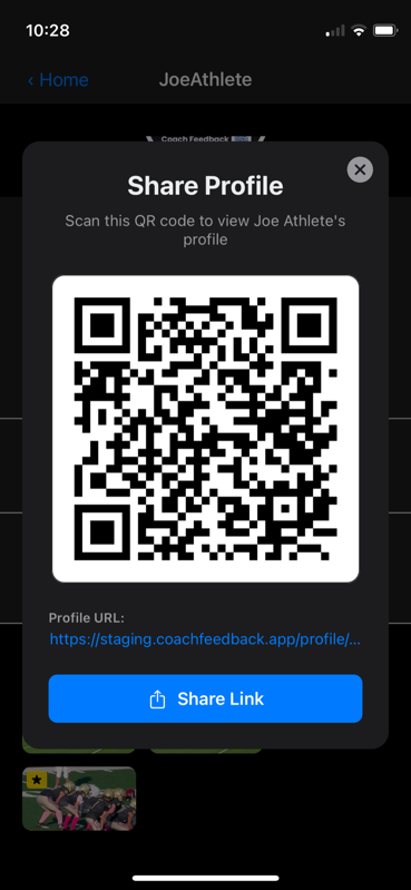 Profile QR code and share link