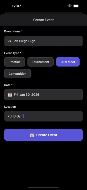Create event form